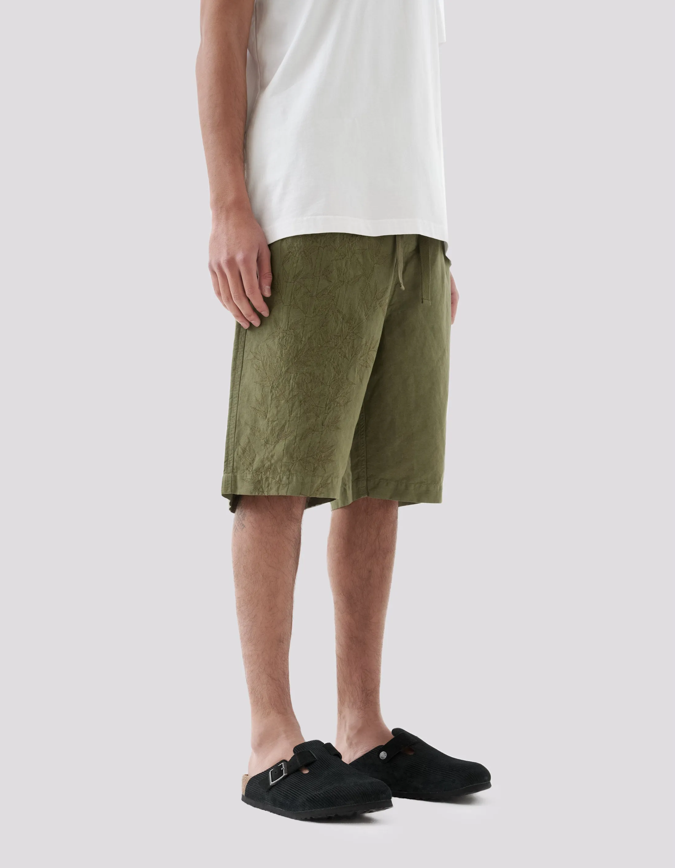 5121 Dragon Bamboo Hemp Track Shorts Olive OG-107F