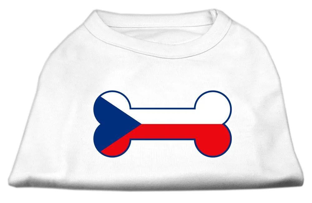 Bone Shaped Czech Republic Flag Screen Print Shirts White M (12)