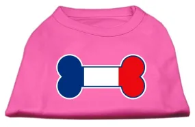 Bone Shaped France Flag Screen Print Shirts Bright Pink L (14)