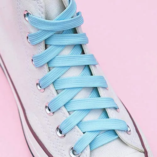 Booyckiy [2 Pairs] 2/5" Flat Sneaker Shoe Laces 26 Colors Shoe laces in 27"-72" 27inch (69cm) Baby Blue(2 Pairs)