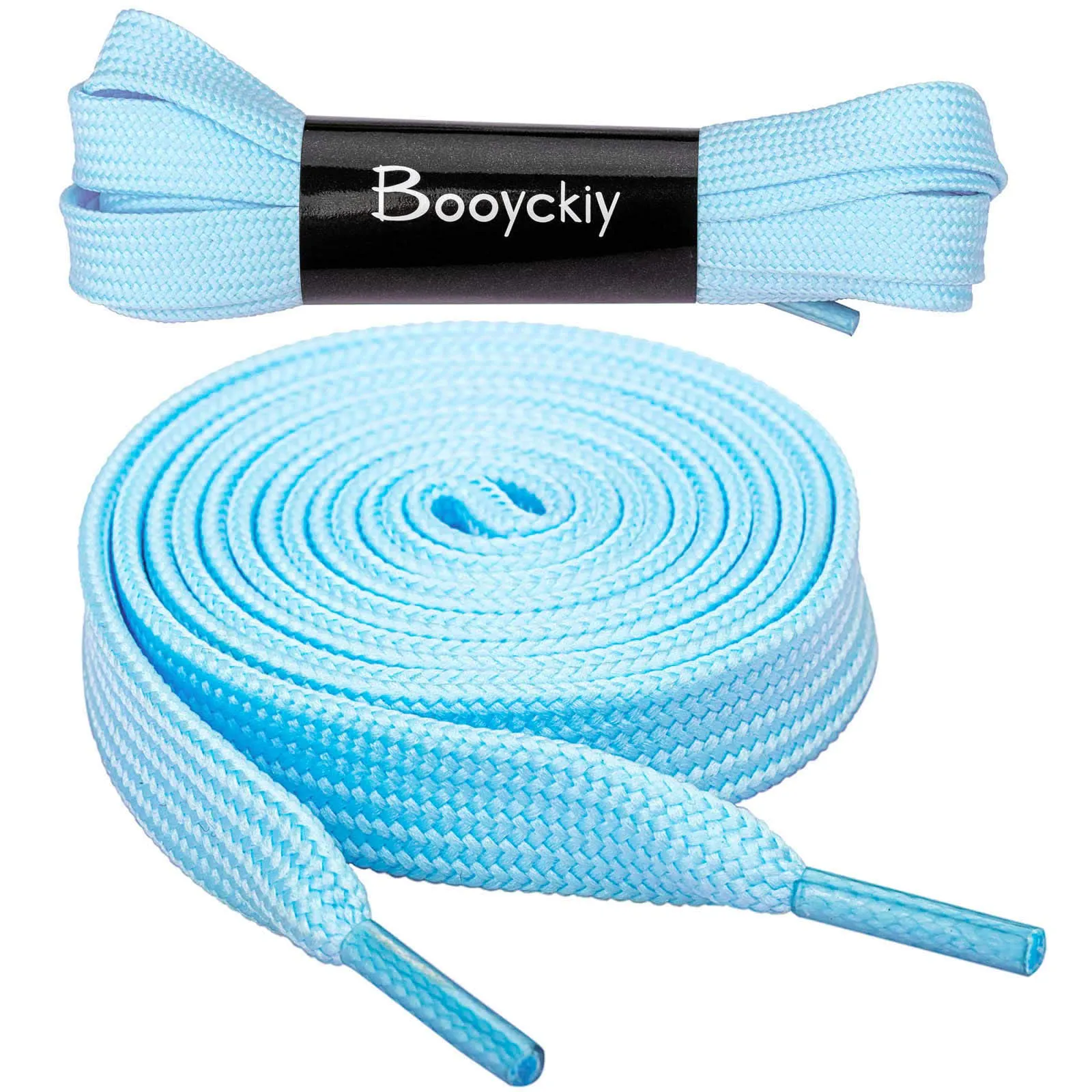 Booyckiy [2 Pairs] 2/5" Flat Sneaker Shoe Laces 26 Colors Shoe laces in 27"-72" 27inch (69cm) Baby Blue(2 Pairs)