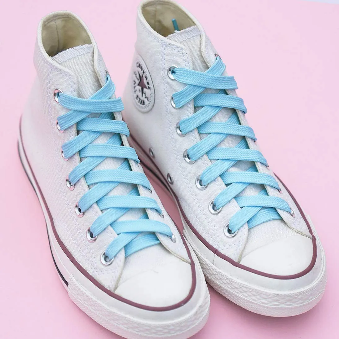 Booyckiy [2 Pairs] 2/5" Flat Sneaker Shoe Laces 26 Colors Shoe laces in 27"-72" 27inch (69cm) Baby Blue(2 Pairs)