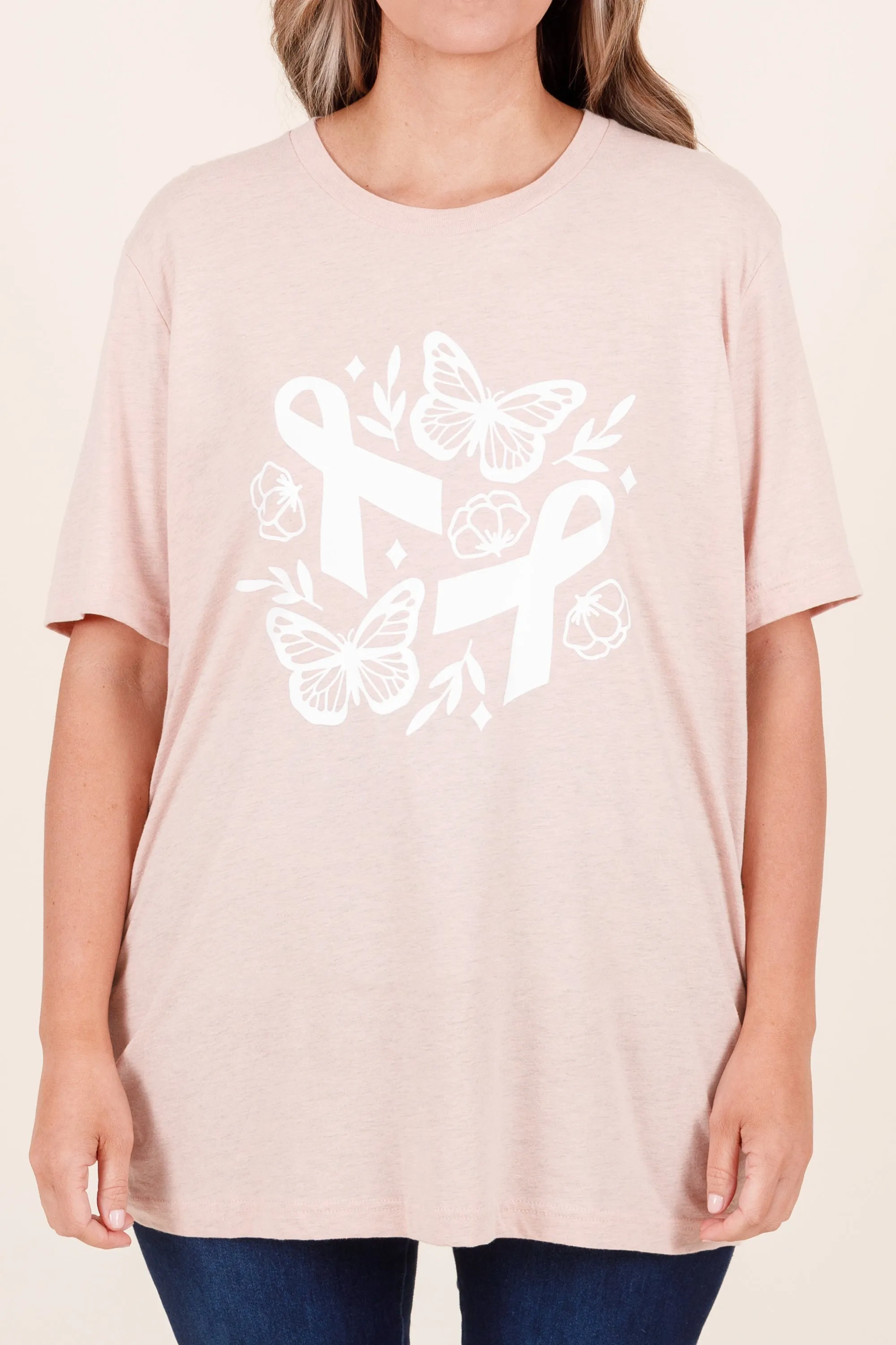 Butterflies Of Hope Tee, Heather Prism Peach