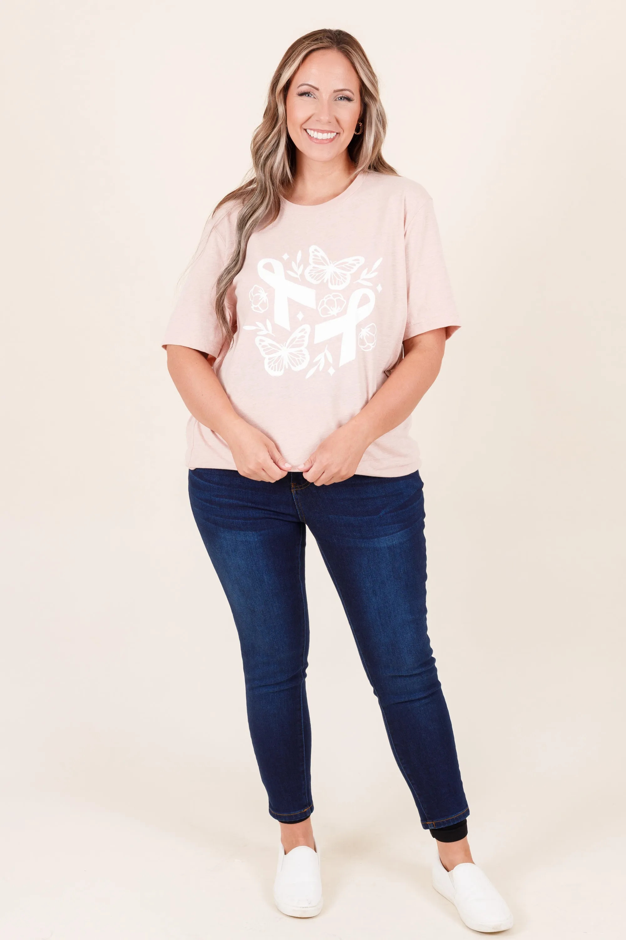 Butterflies Of Hope Tee, Heather Prism Peach