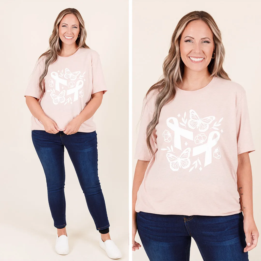 Butterflies Of Hope Tee, Heather Prism Peach