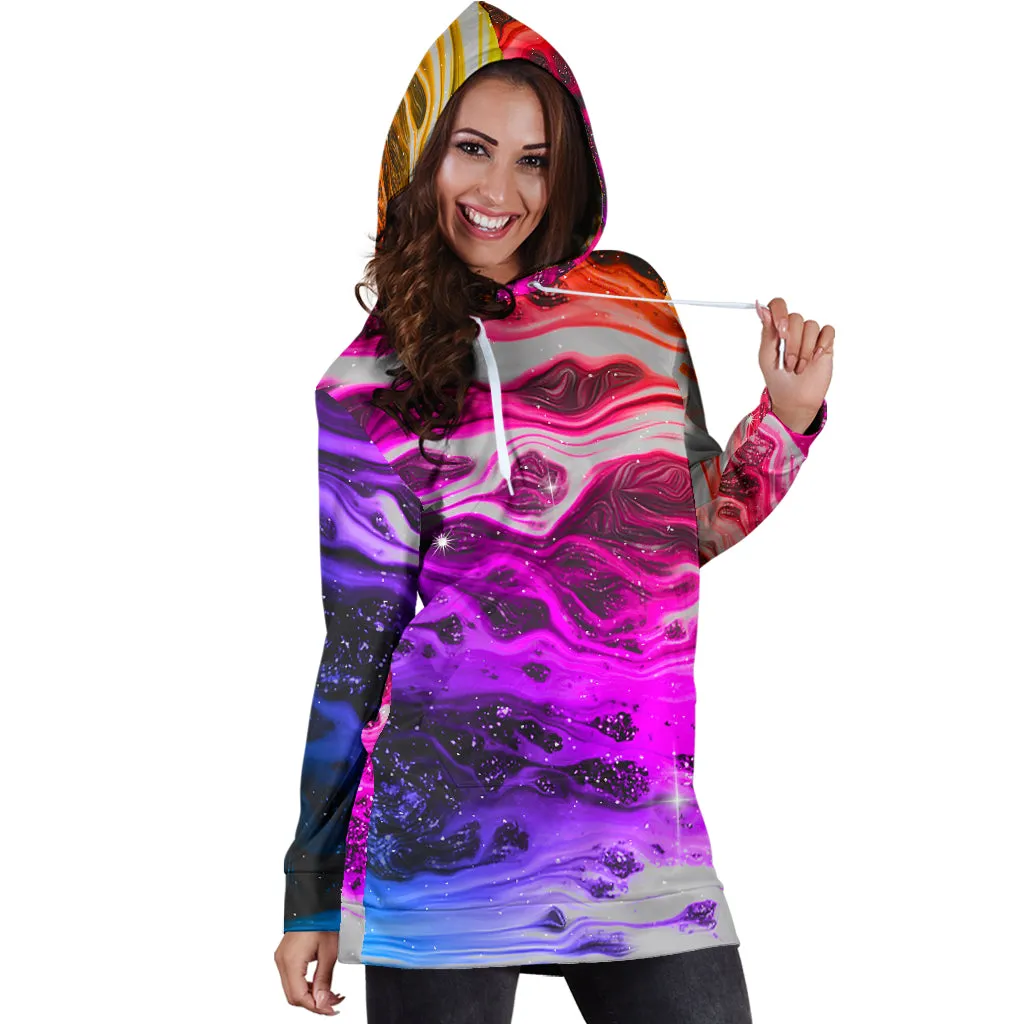 CALL ME BACK WOMENS HOODIE DRESS | MALAVIDA