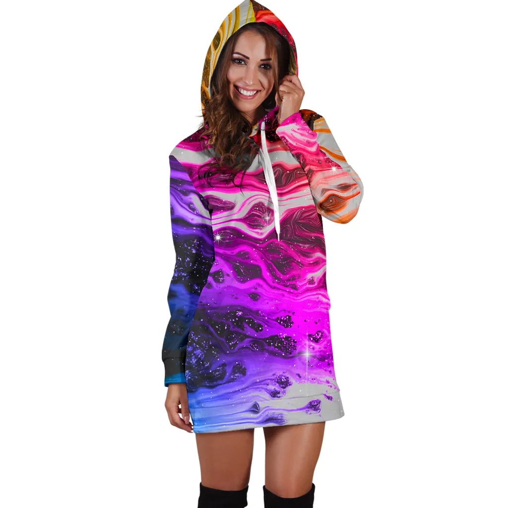 CALL ME BACK WOMENS HOODIE DRESS | MALAVIDA