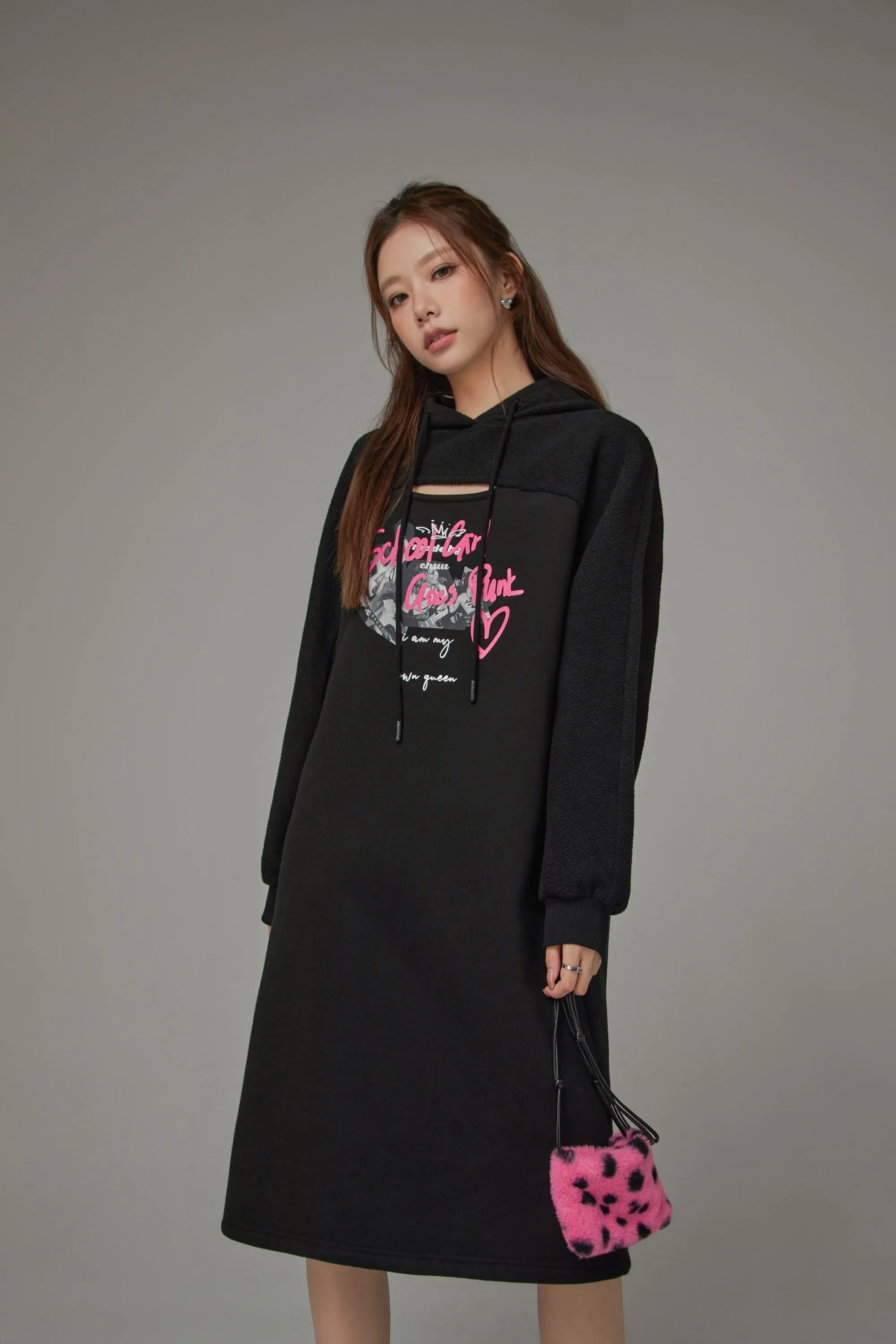 Front Slit Hooded Dress