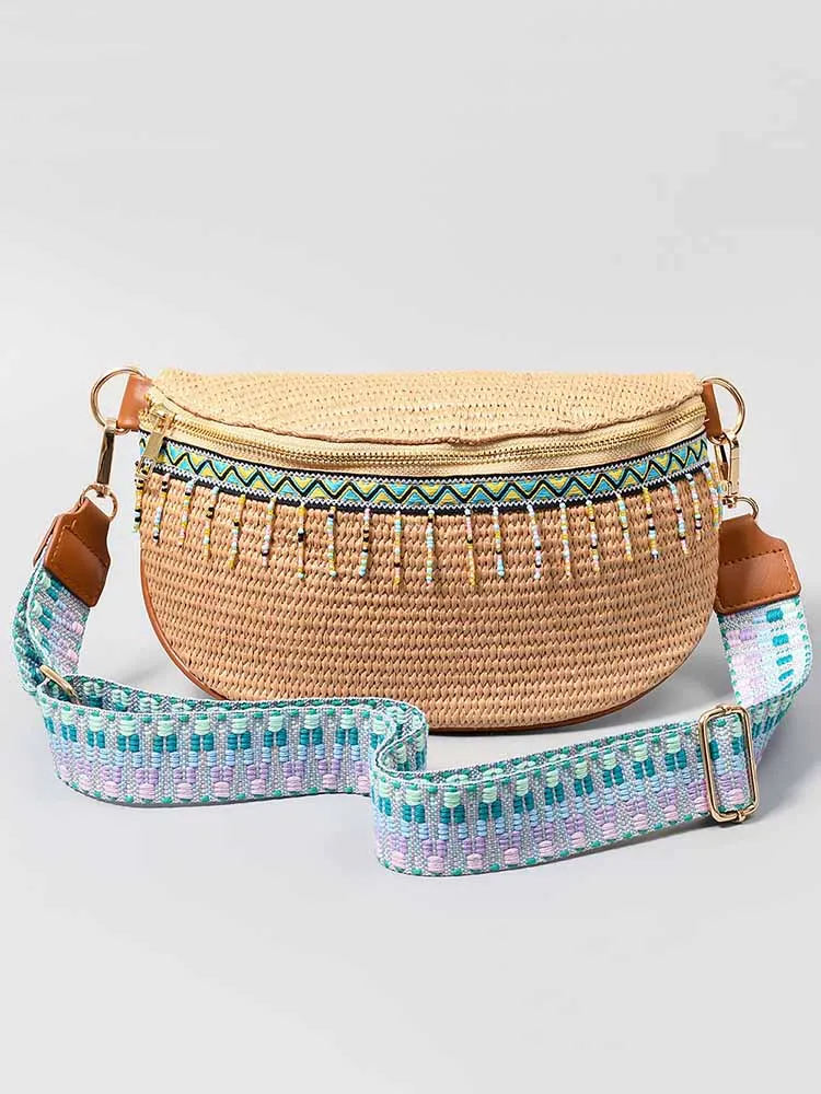 Grass Woven Chest Bag