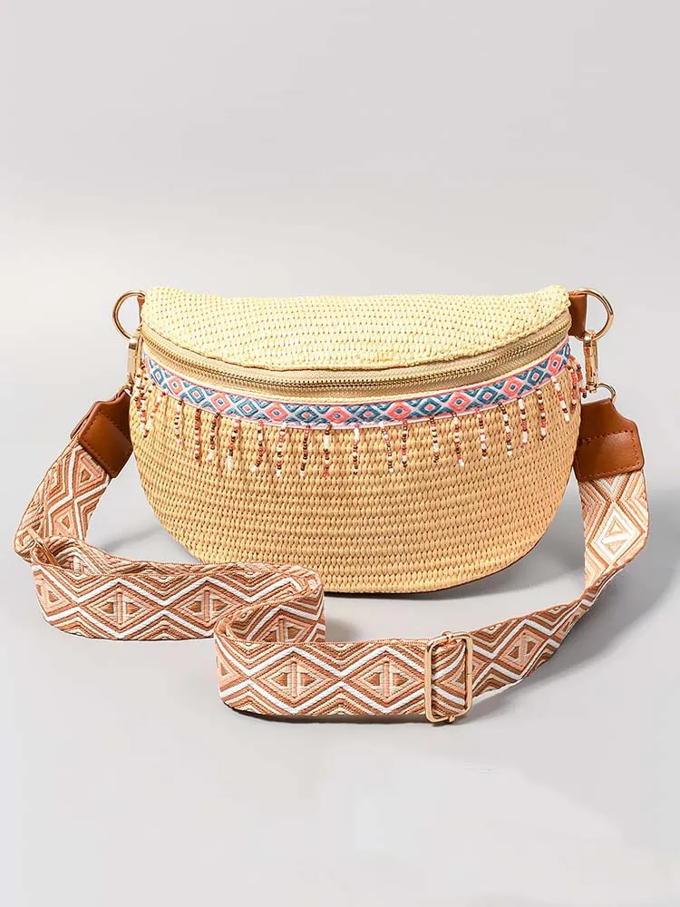 Grass Woven Chest Bag