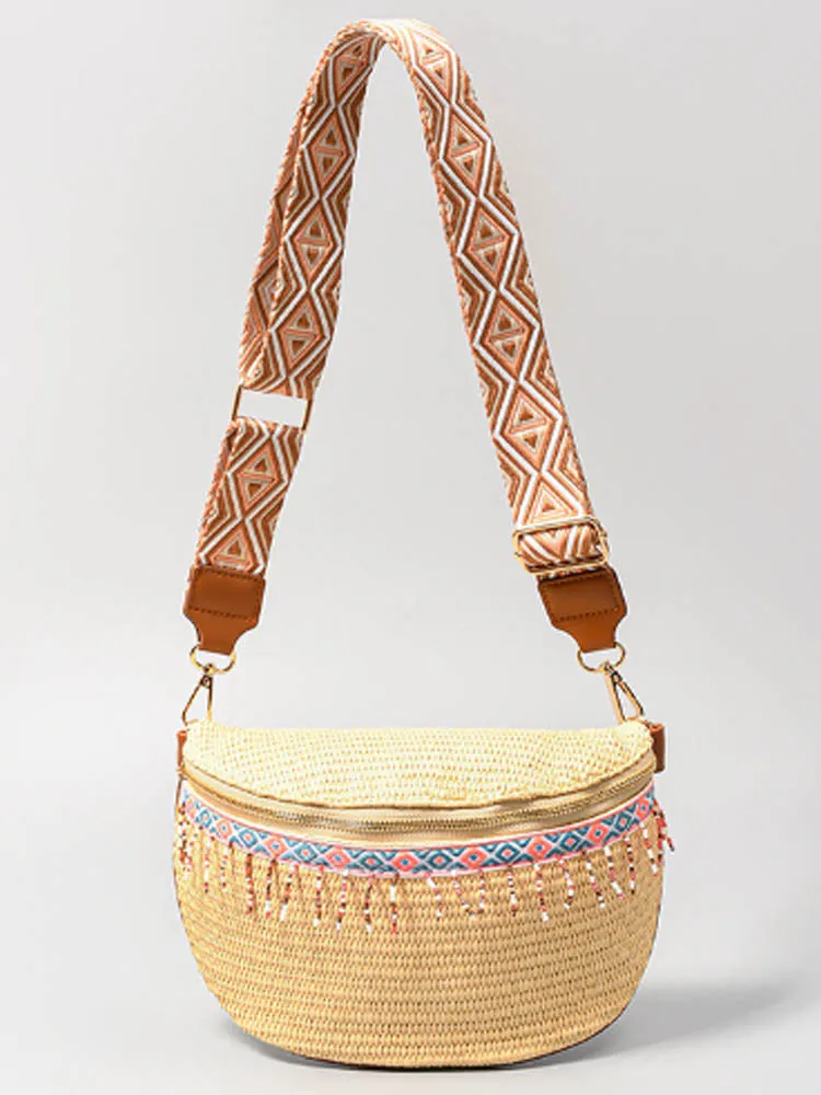 Grass Woven Chest Bag