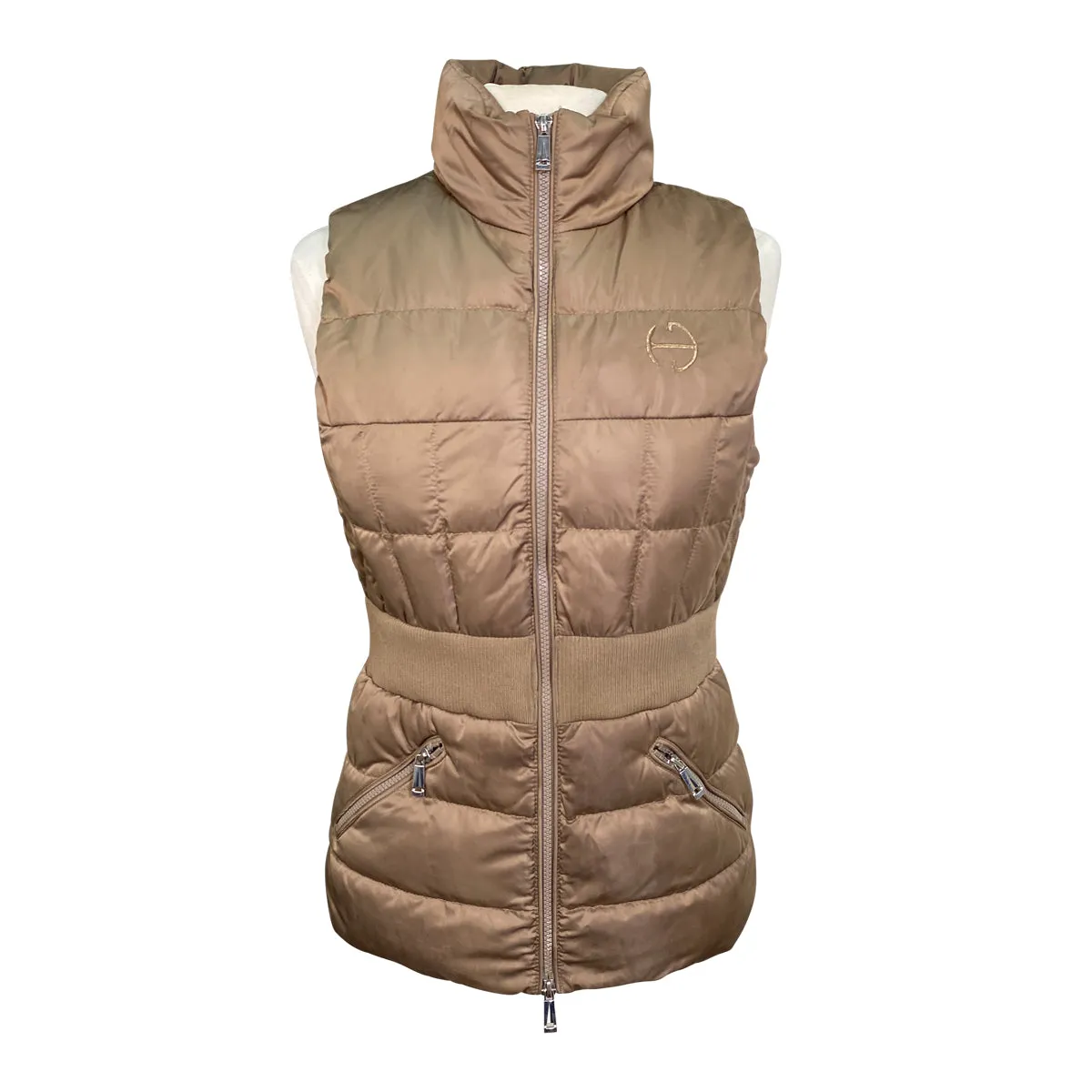 Halter Ego 'Maeve' Quilted Puffer Vest in Champagne - Women's Small