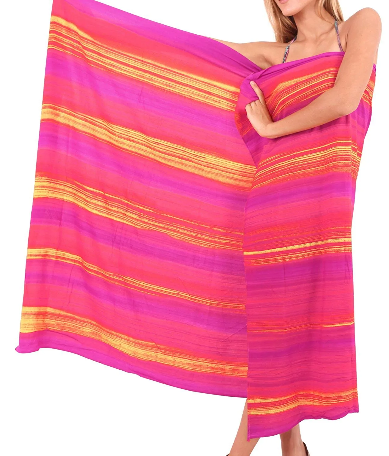 LA LEELA Swimsuit Cover-Up Sarong Beach Wrap Skirt Hawaiian Sarongs for Women Plus Size Large Maxi FI