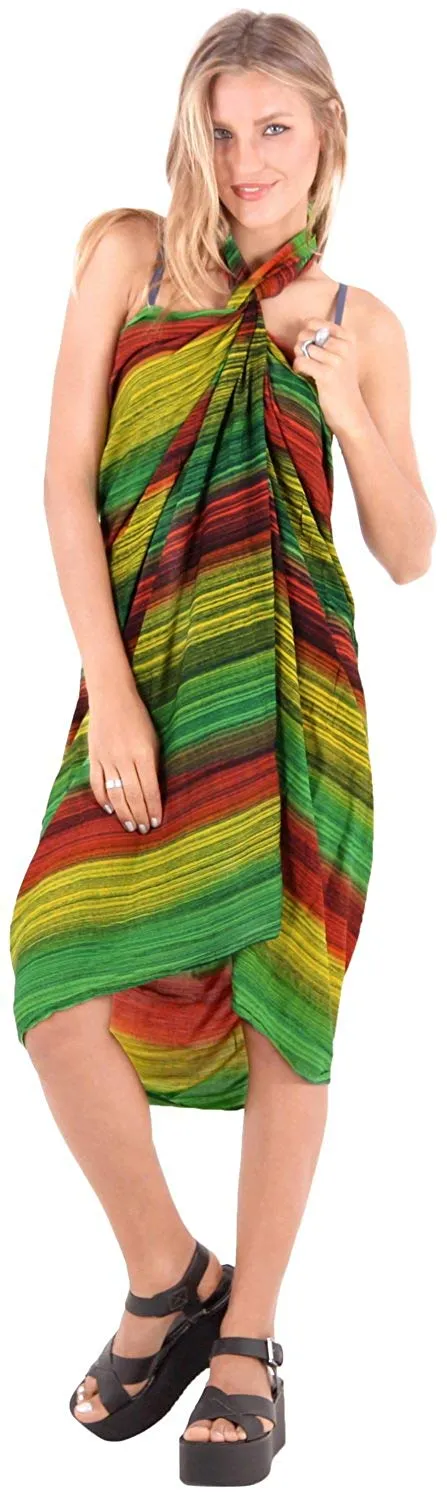 LA LEELA Swimsuit Cover-Up Sarong Beach Wrap Skirt Hawaiian Sarongs for Women Plus Size Large Maxi FI