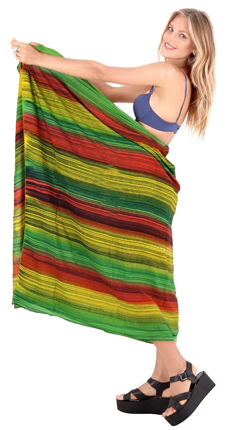 LA LEELA Swimsuit Cover-Up Sarong Beach Wrap Skirt Hawaiian Sarongs for Women Plus Size Large Maxi FI