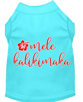 Mele Kalikimaka Screen Print Dog Shirt Aqua Xxxl