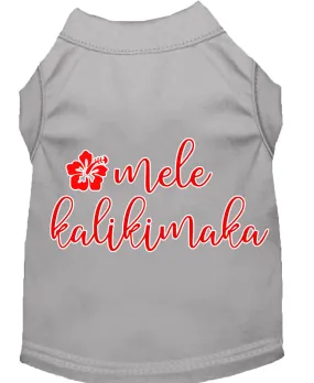 Mele Kalikimaka Screen Print Dog Shirt Grey Xs