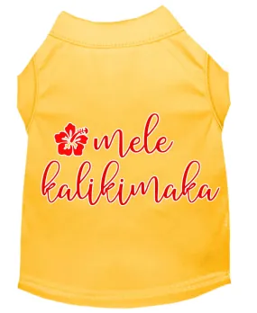 Mele Kalikimaka Screen Print Dog Shirt Yellow Xxl