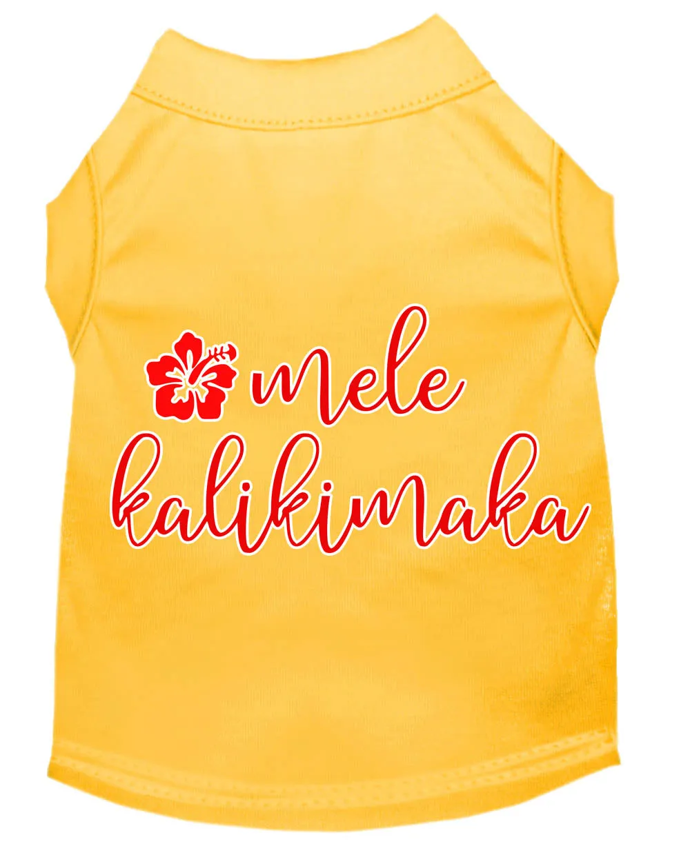 Mele Kalikimaka Screen Print Dog Shirt Yellow Xxl