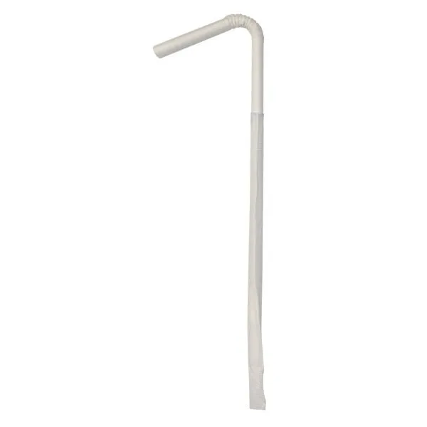 Paper Straw Flexi-Plain White-Individual wrapped 2500pc