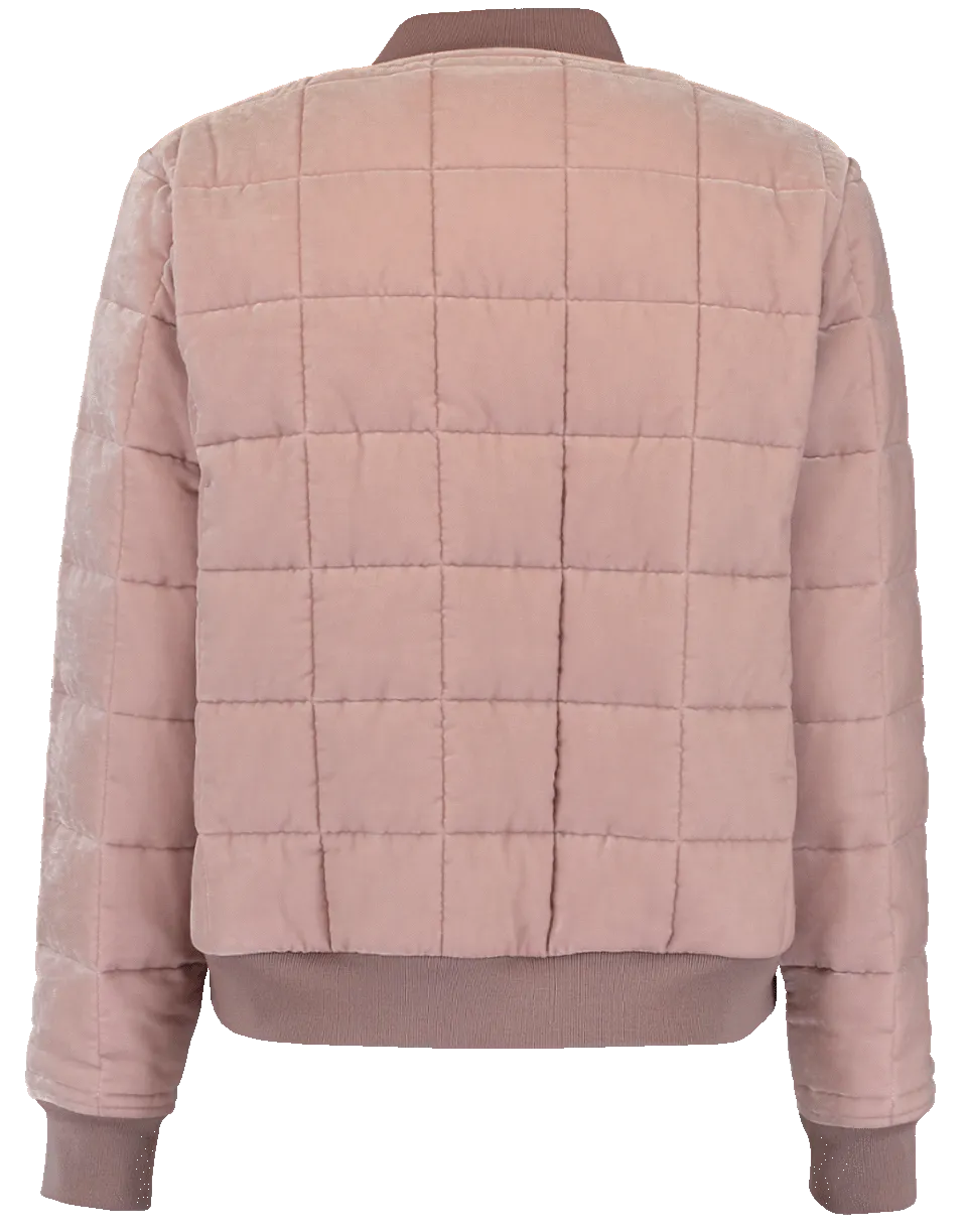 Quilted Velvet Bomber Jacket