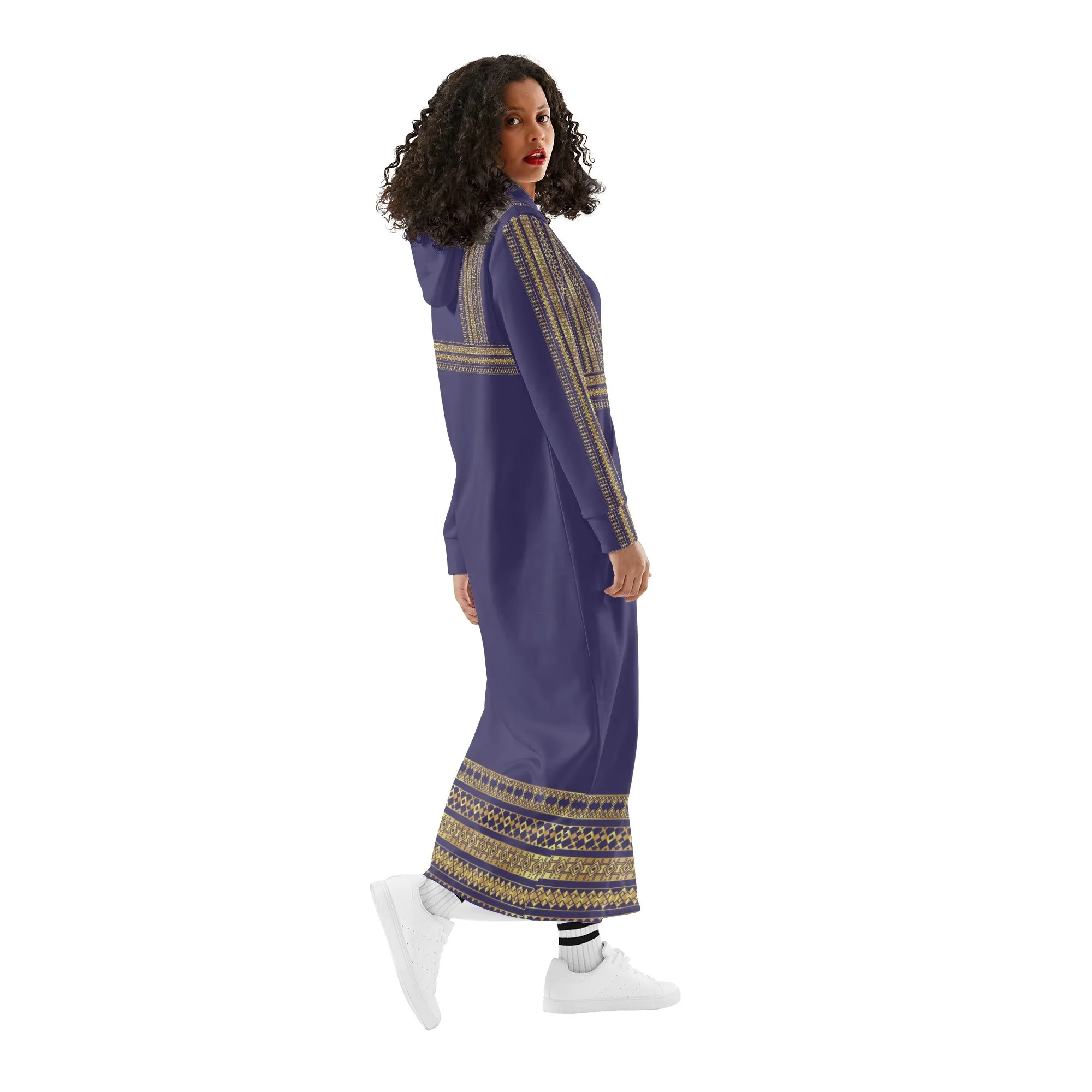 Royal violet Casual Long Hoodie Dress