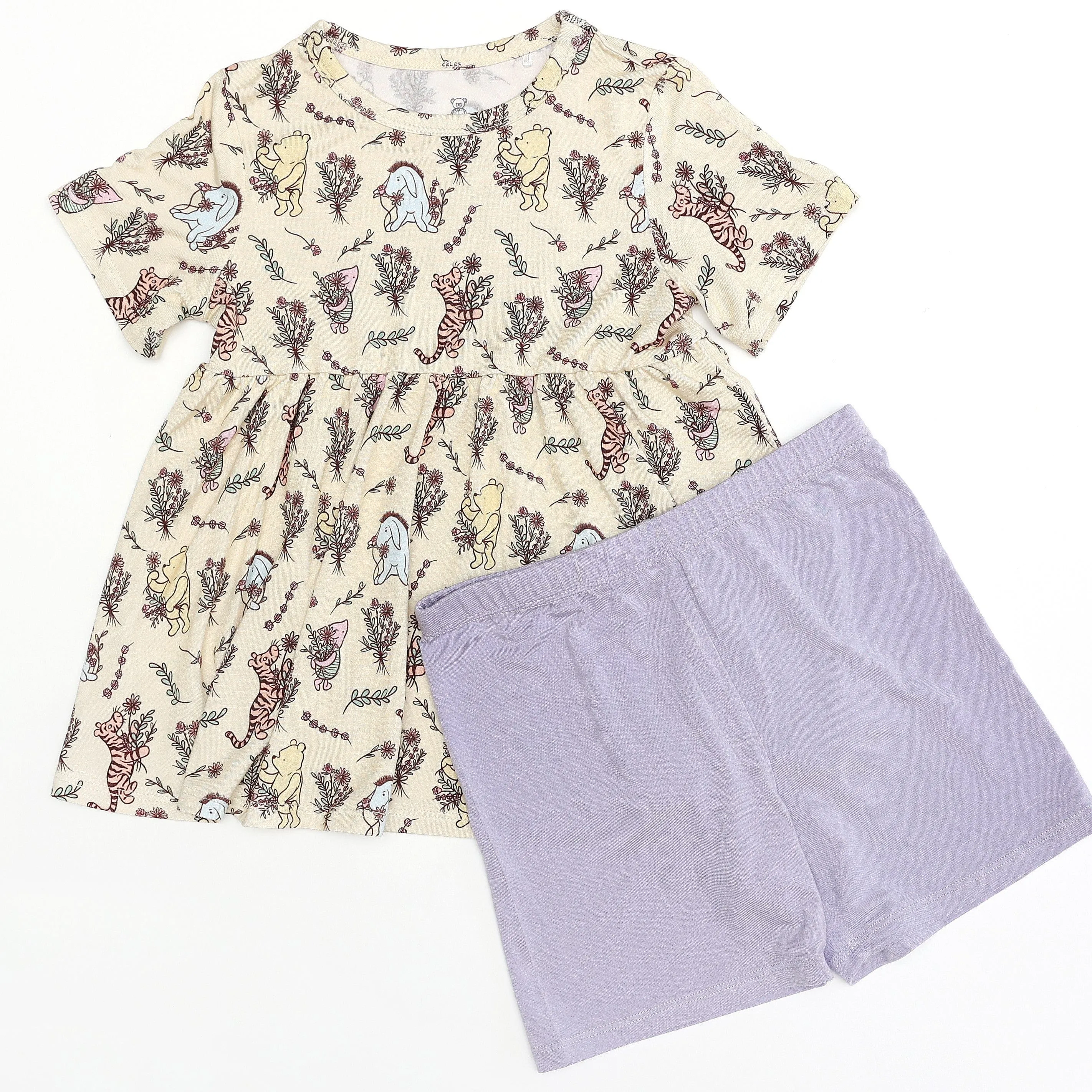 Spring Fever Flowers for Pooh - Bamboo Short Sleeve & Shorts Peplum Set