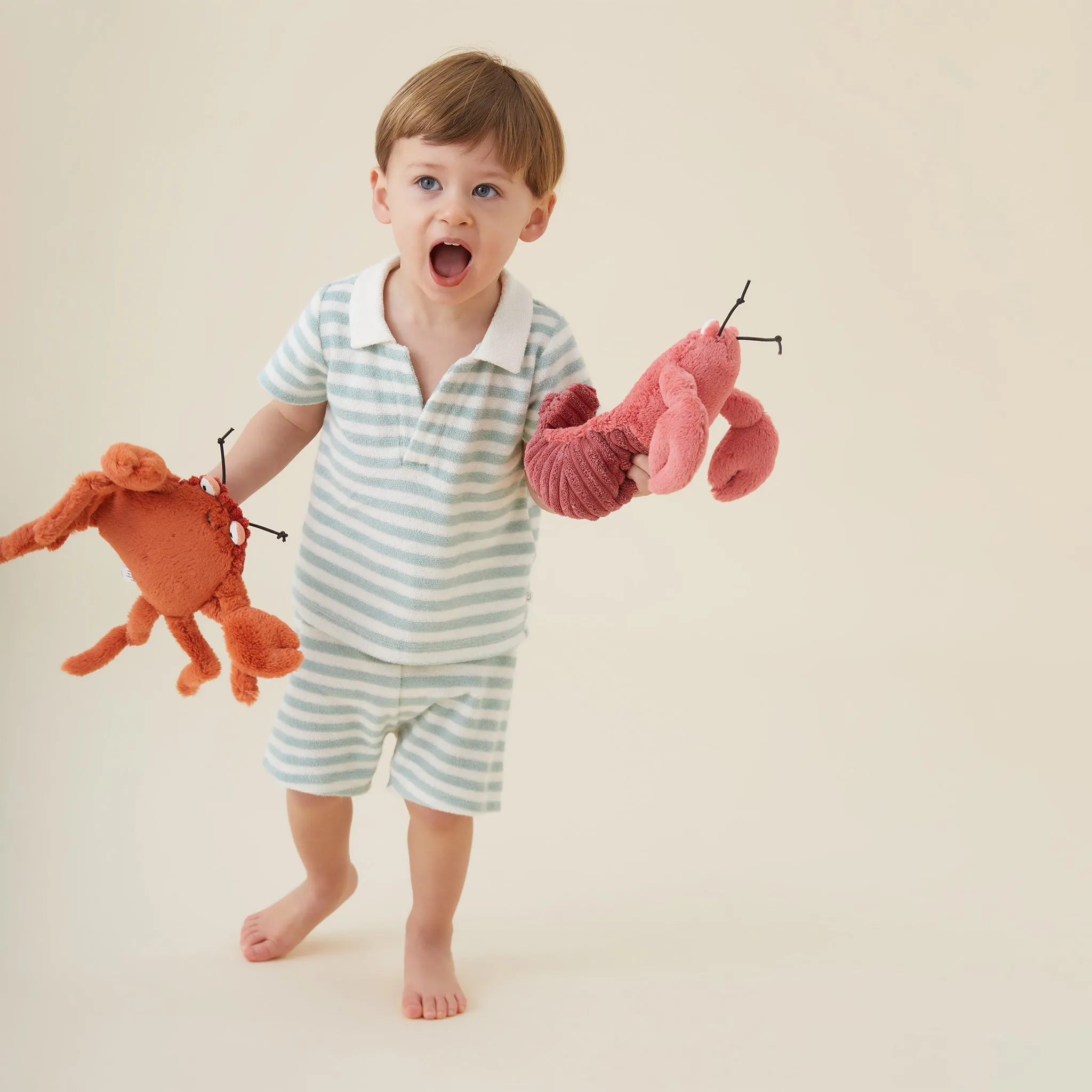 Striped Terry Towelling Polo & Shorts Outfit