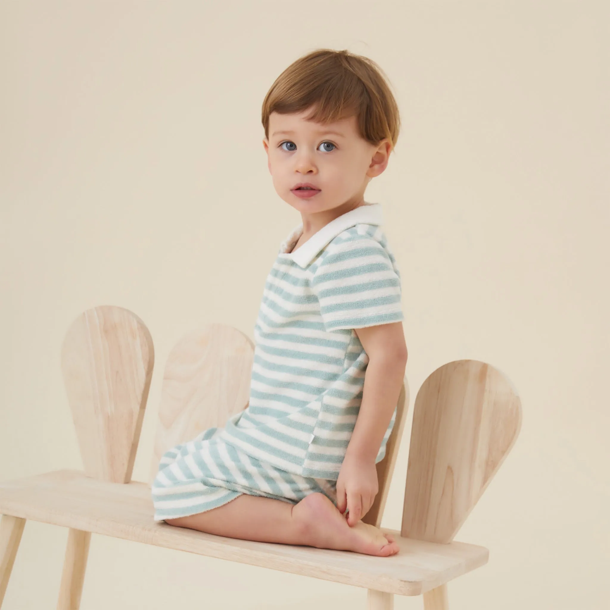 Striped Terry Towelling Polo & Shorts Outfit