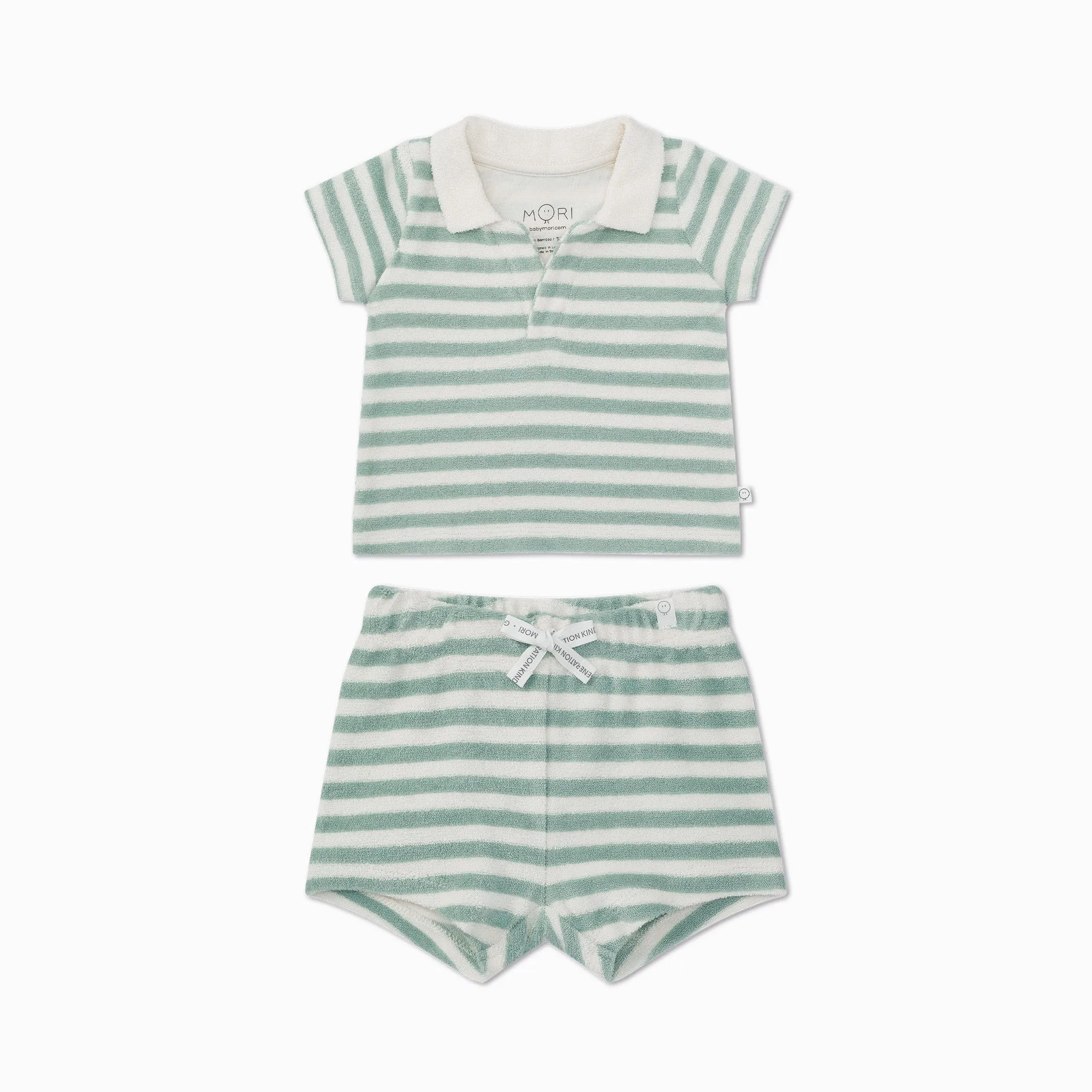 Striped Terry Towelling Polo & Shorts Outfit