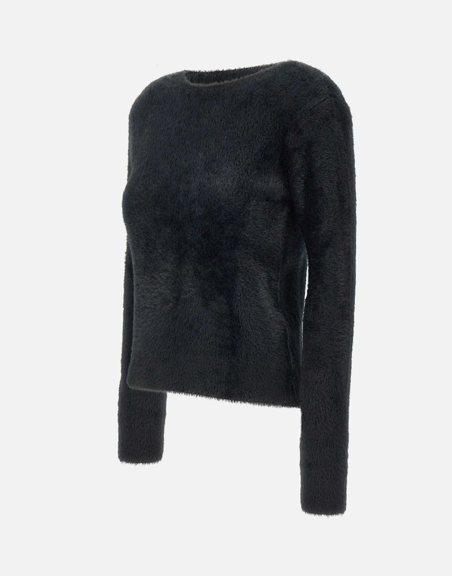 V-neck Plush Effect Black Sweater