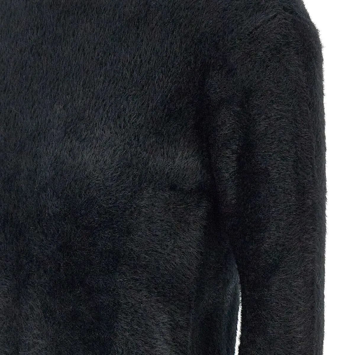 V-neck Plush Effect Black Sweater