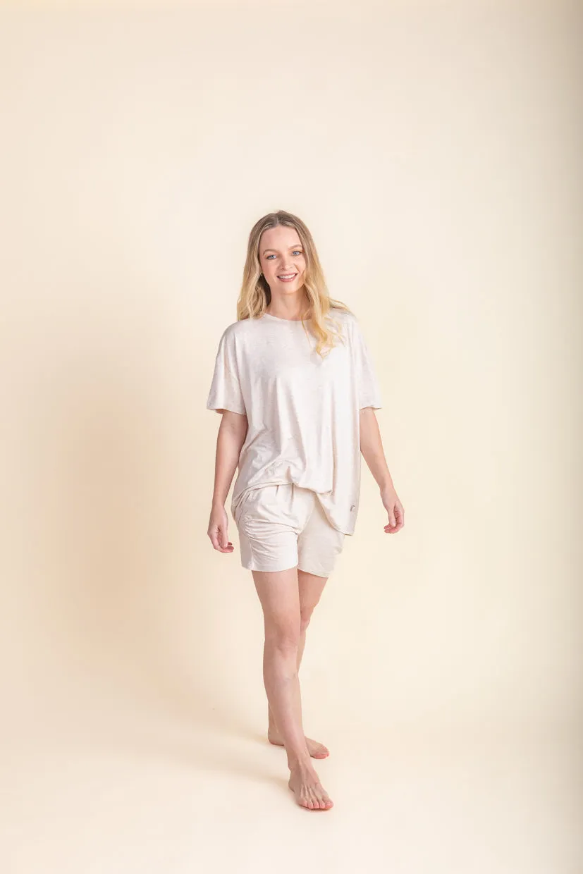 Woman - Bamboo Ruche Shorts- Oat