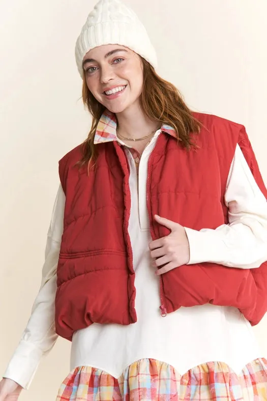 Zipper Puffer Vest with Pockets