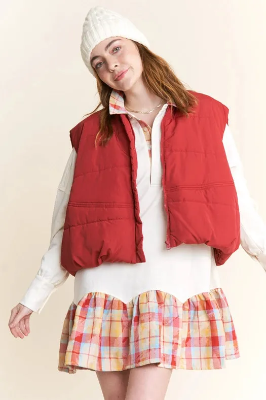 Zipper Puffer Vest with Pockets